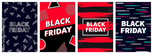 Black Friday DL Flyer Banner poster template vector illustration Background greeting card set pack