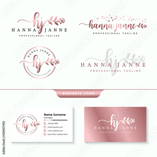 initial hj feminine logo collections template vector