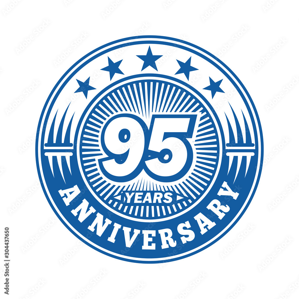 95 years logo. Ninety-five years anniversary celebration logo design. Vector and illustration.