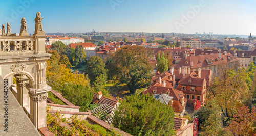 Prague - The outlook from the Ledeburska garden under the Castle to east. photo