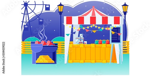 Fototapeta Naklejka Na Ścianę i Meble -  Food Fair Tent with Bunting on Roof at Carnival