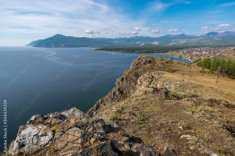 View of the Baikalskoe village from the mountain at Cape Ludar View of the Baikalskoe village from the mountain at Cape Ludar