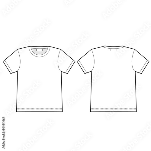 Technical sketch t shirt. Unisex underwear top design template.