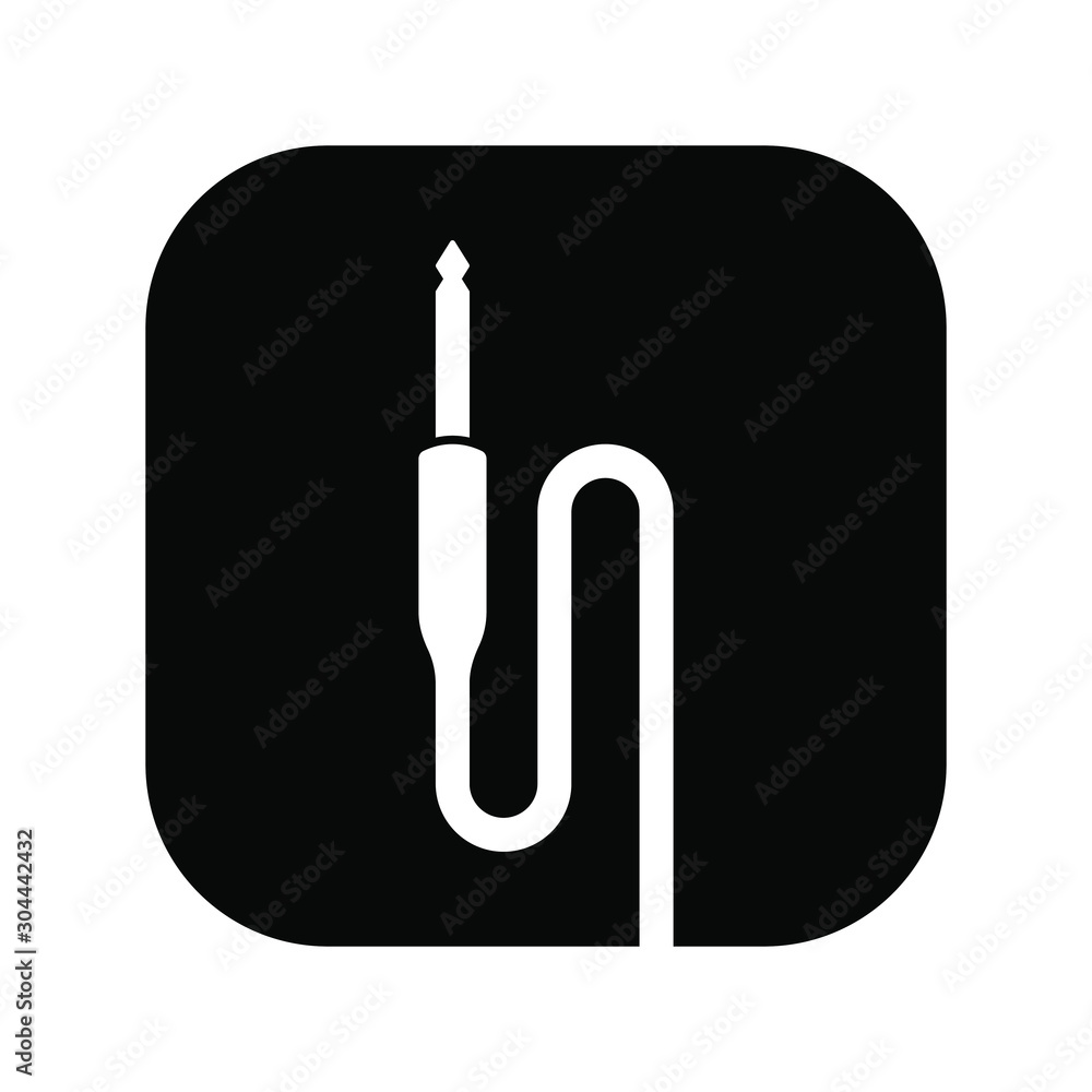 Audio jack in square object icon. audio plug icon. recording tool symbol. Audio jack in square object icon. audio plug icon. recording tool symbol.