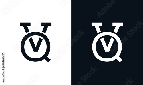 Minimalist line art letter VQ logo. This logo icon incorporate with two letter in the creative way.