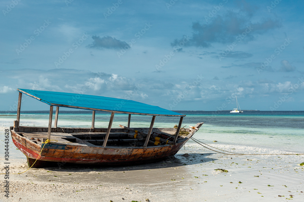 Empty boat on a beach
