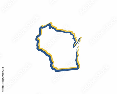 Wisconsin Outline Logo Icon 001