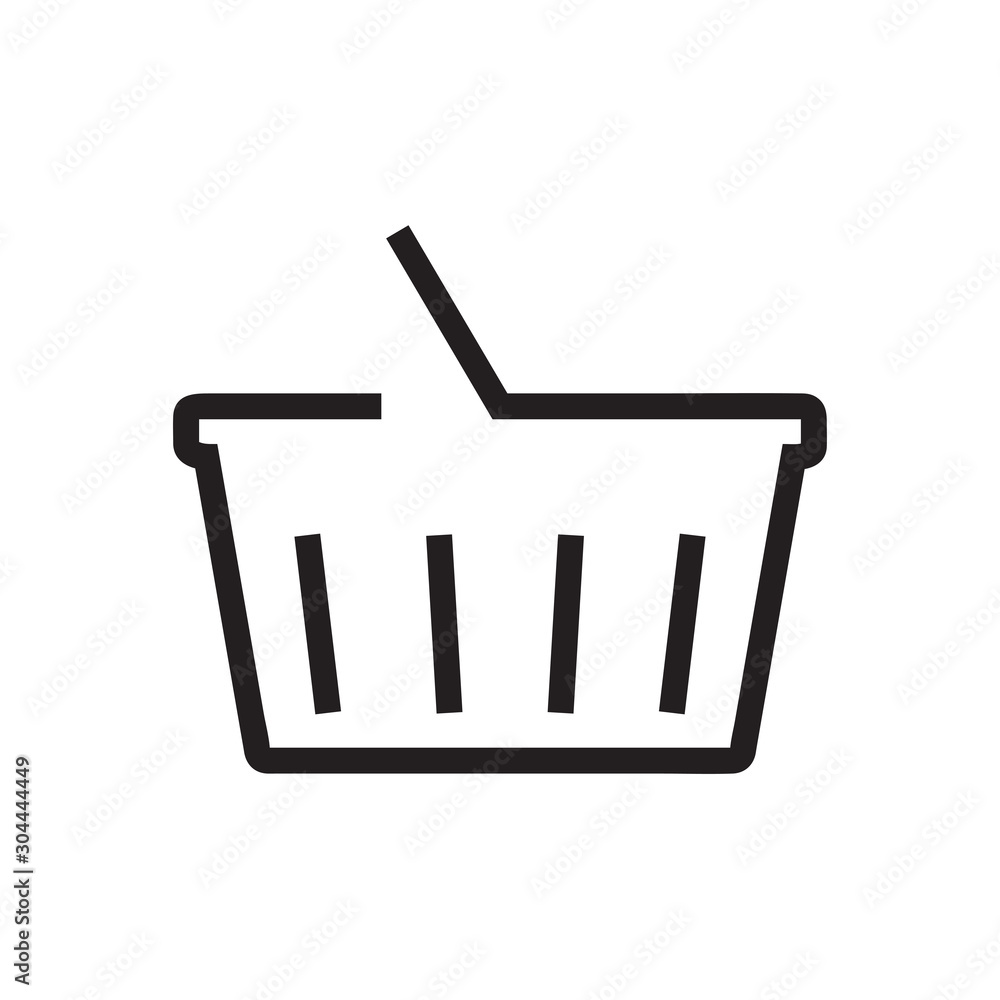 Black line Add Basket icon isolated on white background. Bag, cart, buy, box, commerce concept. Vector Illustration Black line Add Basket icon isolated on white background. Bag, cart, buy, box, commerce concept. Vector Illustration