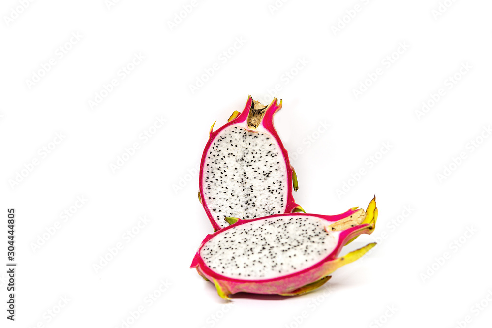 Cut dragon fruit isolated on white background Cut dragon fruit isolated on white background