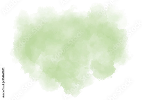 Pastel green background. Watercolor splash on white paper. Textured illustration. Subtle mint stain. EPS 8. Vector illustration.