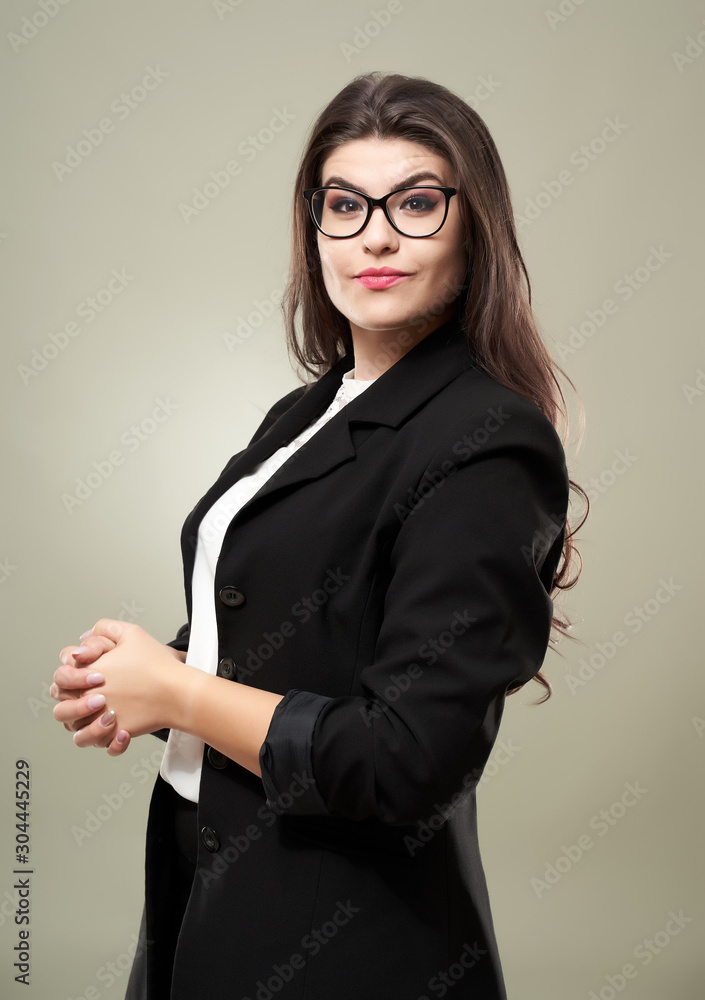 Young businesswoman on gray Young businesswoman on gray