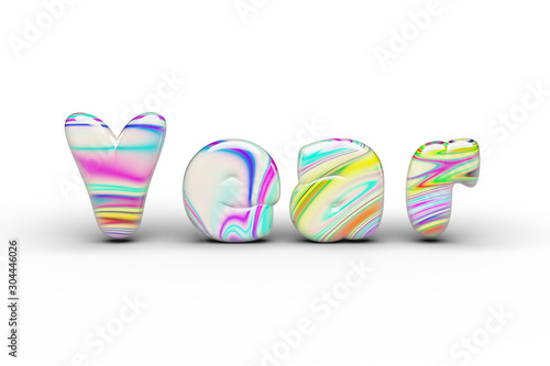 Sweets Candy multi-colored Year word. 3D Render.