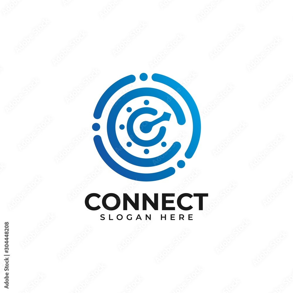 technology connection logo template isolated on white background
