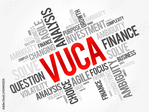 VUCA - Volatility, Uncertainty, Complexity, Ambiguity acronym word cloud, business concept background