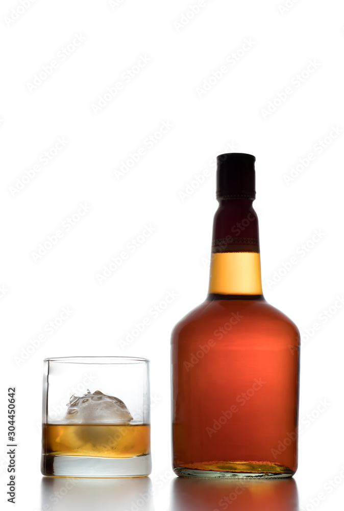 Whiskey bottle on a white background