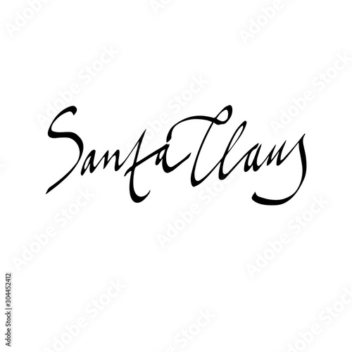 Santa Claus signature, autograph, calligraphy, lettering. the signature in the letter to the child card. vector