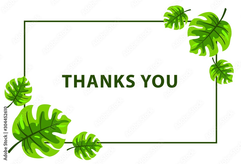 Thank you slide presentation vector template elements with tropical leaves  ornament. Exotic botanical design background. Stock Vector | Adobe Stock