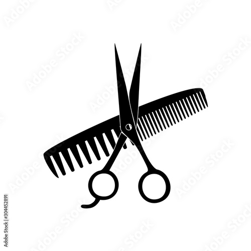 Scissors, Comb Black Silhouette hair salon icon