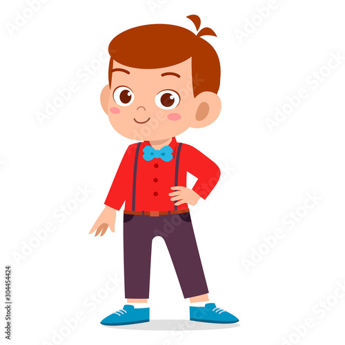 happy cute kid boy pose as model