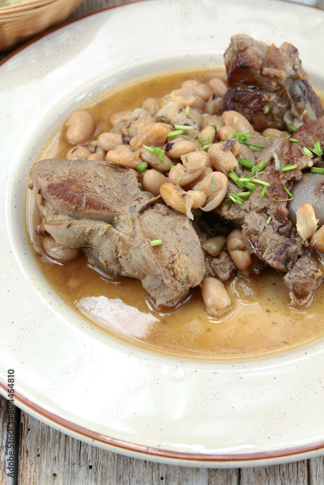 fried lamb and white beans