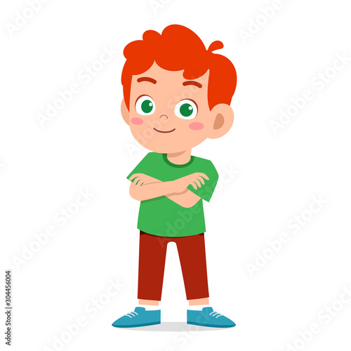 happy cute smile kid boy crossed arms