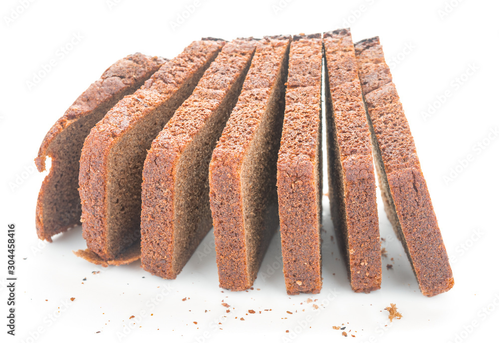 Sliced rye bread isolated on white background Sliced rye bread isolated on white background