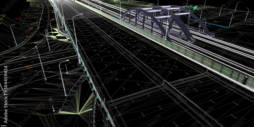 The BIM model of the object of transport infrastructure of wireframe view The BIM model of the object of transport infrastructure of wireframe view
