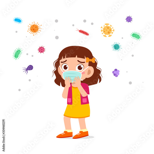 cute kids girl wearing face mask health