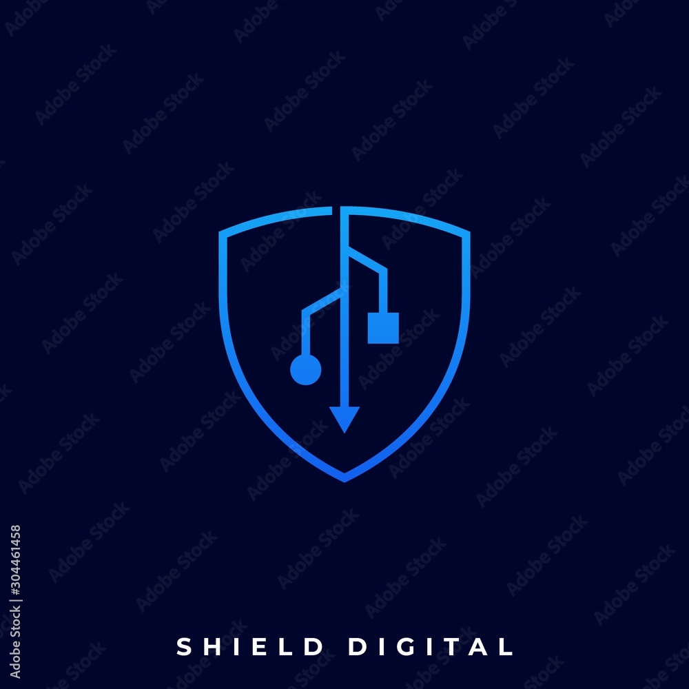 Shield Technology Line Art Illustration Vector Design Template Shield Technology Line Art Illustration Vector Design Template