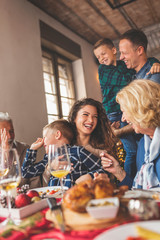 Family gathered for Christmas dinner