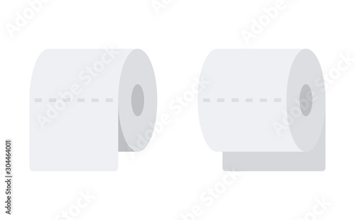 Set of two toilet paper isolated on white background. Vector icons in flat design style