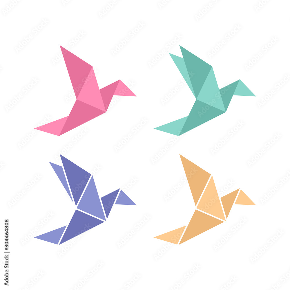 Origami bird. Origami birds vector pack. Origami birds vector set. Origami bird. Origami birds vector pack. Origami birds vector set.