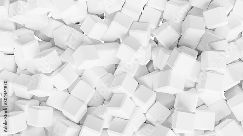 white abstract background with cubes, wallpaper 3d illustration