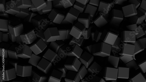 black abstract background with cubes  wallpaper 3d illustration