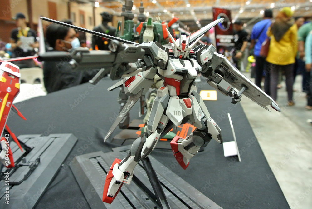 KUALA LUMPUR, MALAYSIA MARCH 31, 2018 Selected focused of Mobile Suit Gundam action figure