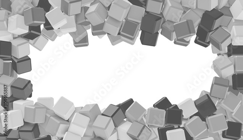 abstract grey background framing with grey cubes  wallpaper 3d illustration