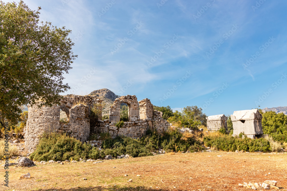 Ancient ruins of Lycian city of Sidyma known now as  Dudurga in Mugla province, Turkey.