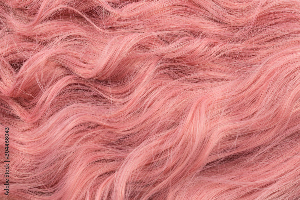 Naklejka premium Pink wavy hair pattern. Top view.