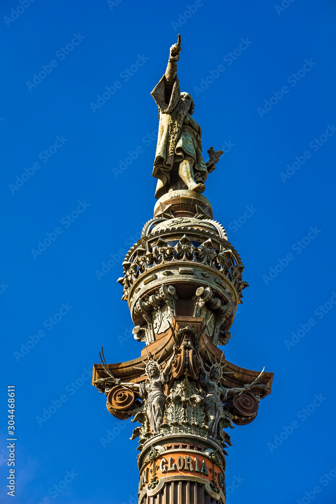 Monument of Christopher Columbus in Barcelona, Spain