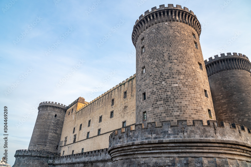 The medieval castle of Maschio Angioino or Castel Nuovo (New Castle), Naples, Italy. History.