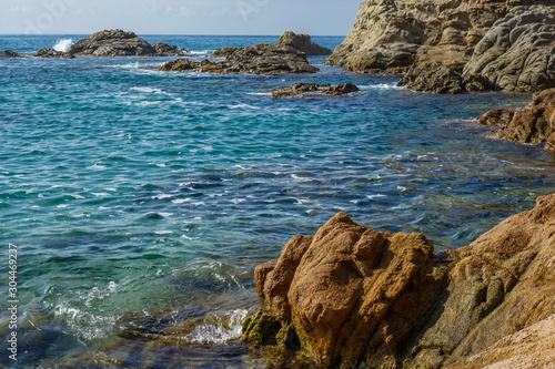 Seascape of resort area of the Costa Brava near town Lloret de Mar in Spain