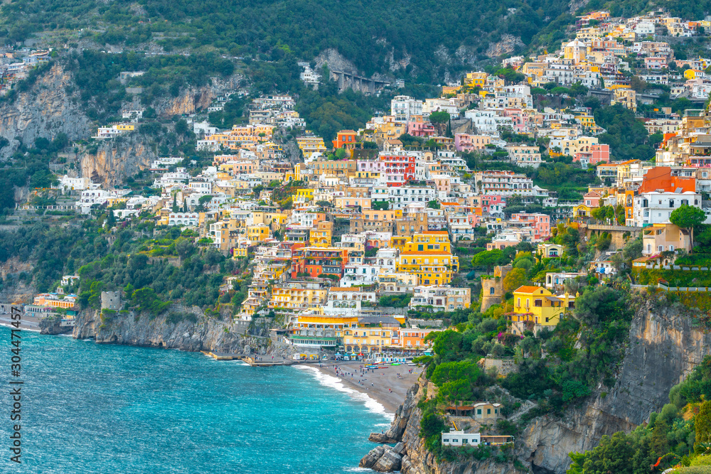 view on Positano on Amalfi coast, Campania, Italy