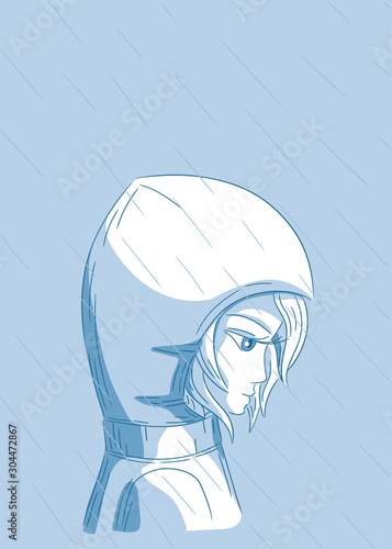 cute girl beein miserable in the rain