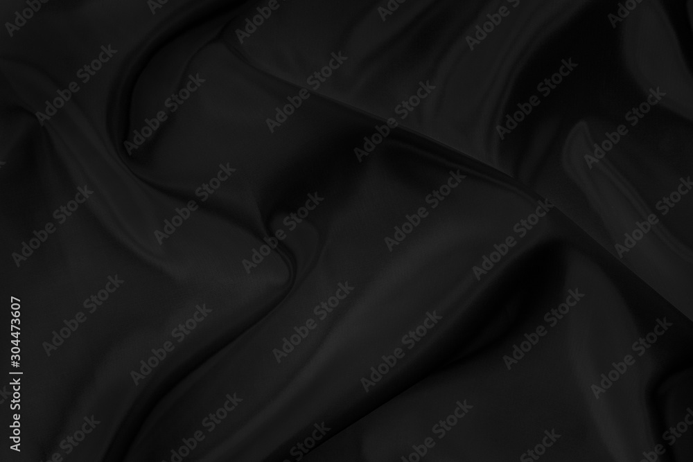 Obraz premium Black gray satin dark fabric texture luxurious shiny that is abstract silk cloth background with patterns soft waves blur beautiful.
