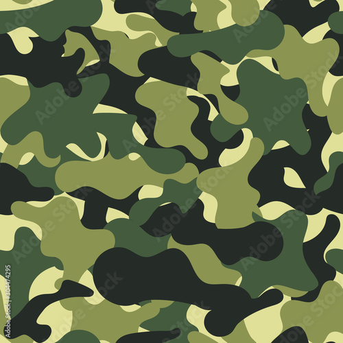 Camouflage seamless pattern texture. Abstract modern vector military camo backgound. Fabric textile print template.