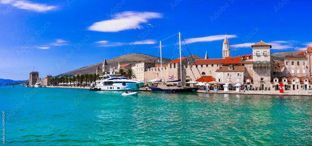 Panoramic view of Trogir town in Croatia, popular tourist destination and historic place in Dalmatia