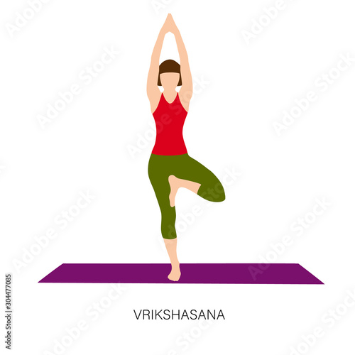 Yogi woman in Vrikshasana or Tree pose. 