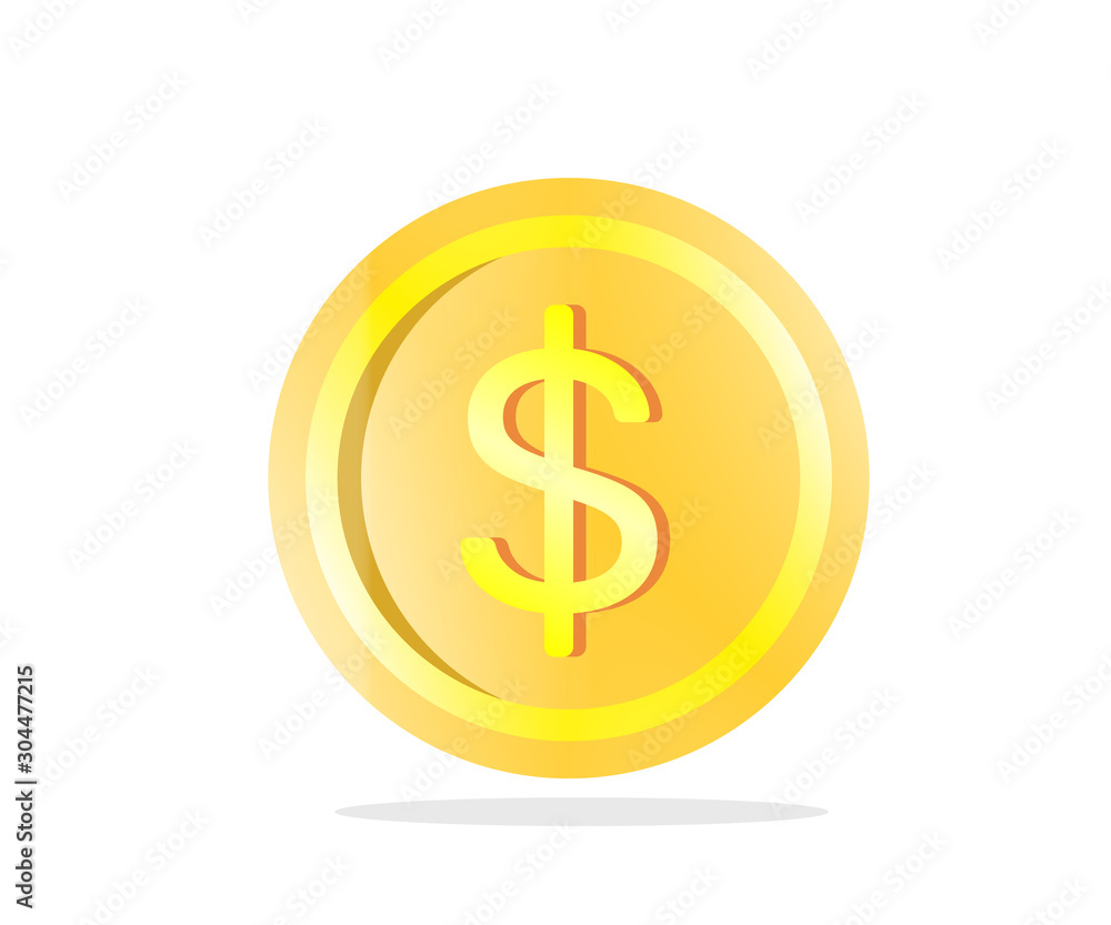 Cartoon, Dollar coin in White background. Cartoon, Dollar coin in White background.