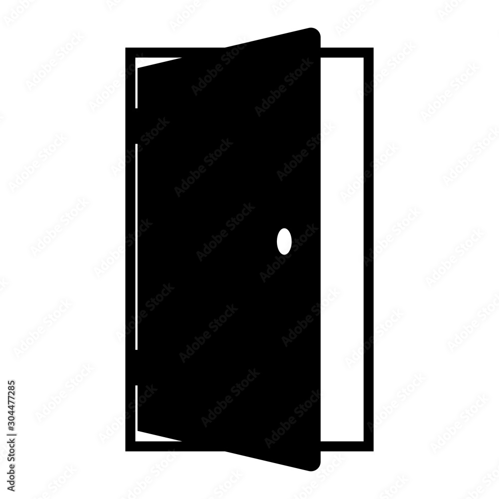 Outline open door of the house vector icon for web design isolated on white background. Door of the house icon. Vector illustration. Outline open door of the house vector icon for web design isolated on white background. Door of the house icon. Vector illustration.
