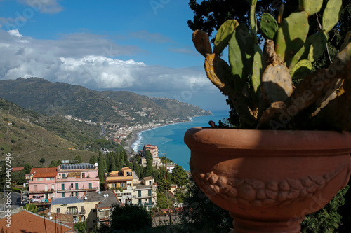 picturesque view of Taormina, Spisone on Sicily, Italy photo